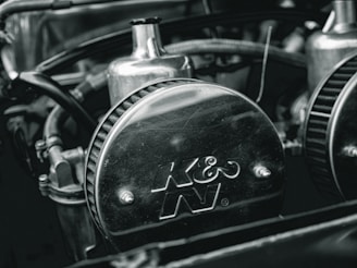 black and silver motorcycle engine