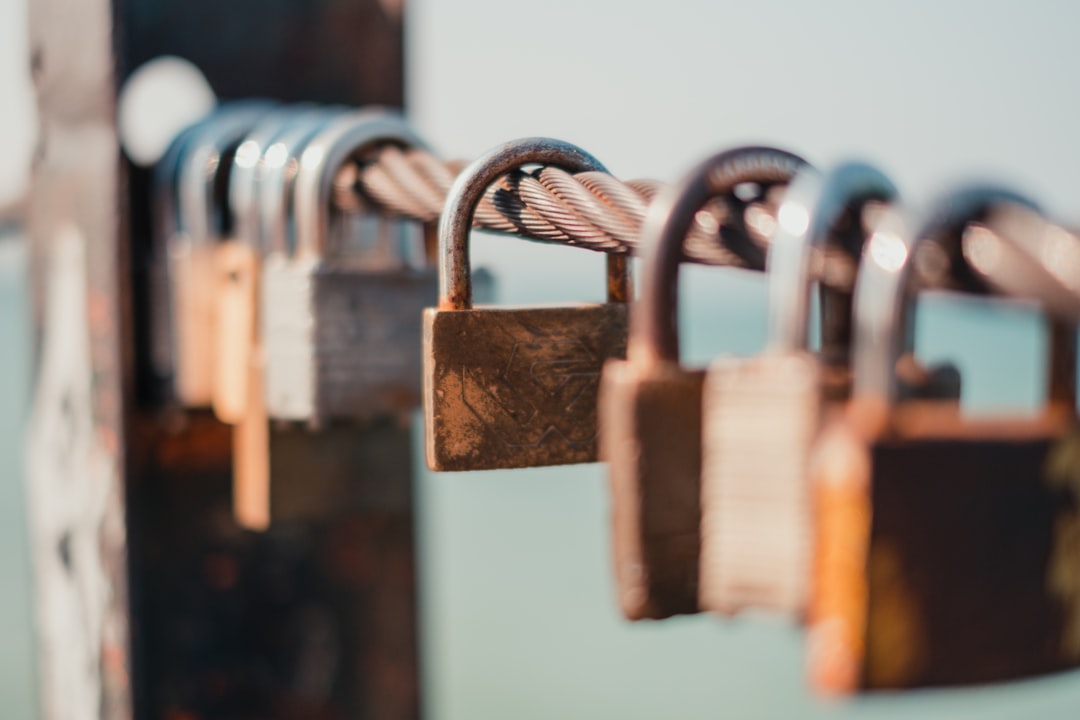 brown padlock on black metal fence