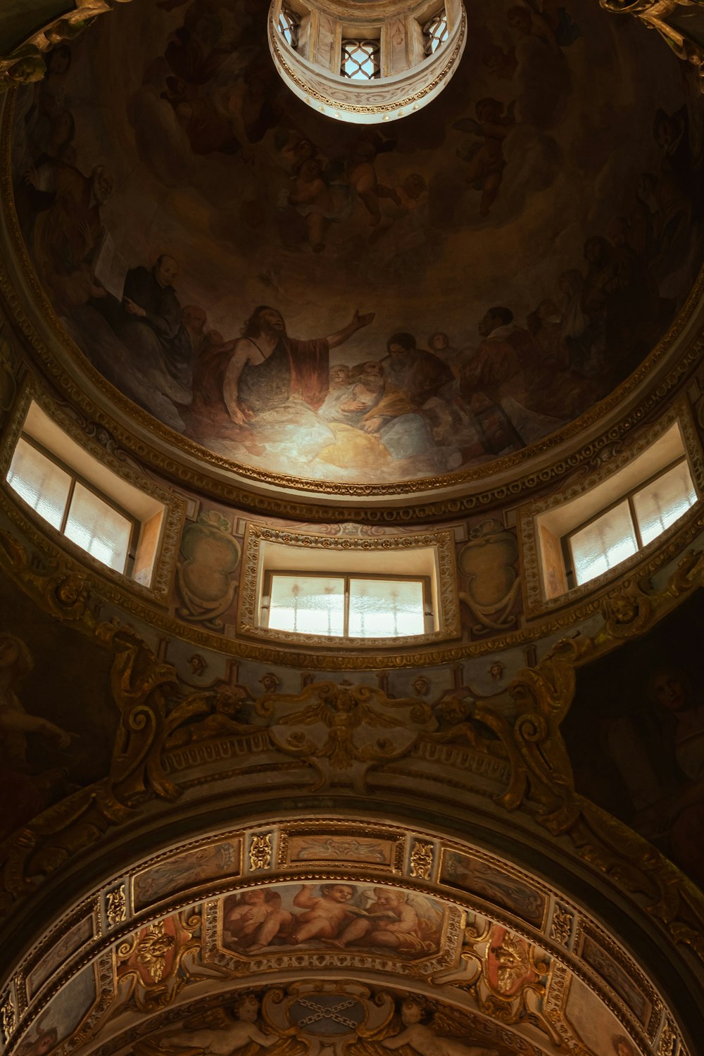 low angle photography of dome ceiling