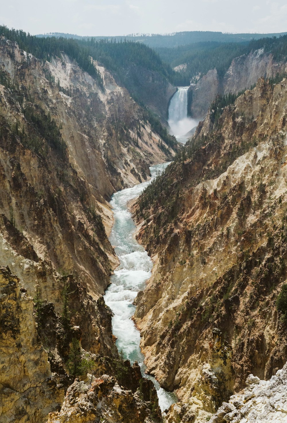 river between green and brown mountains during daytime