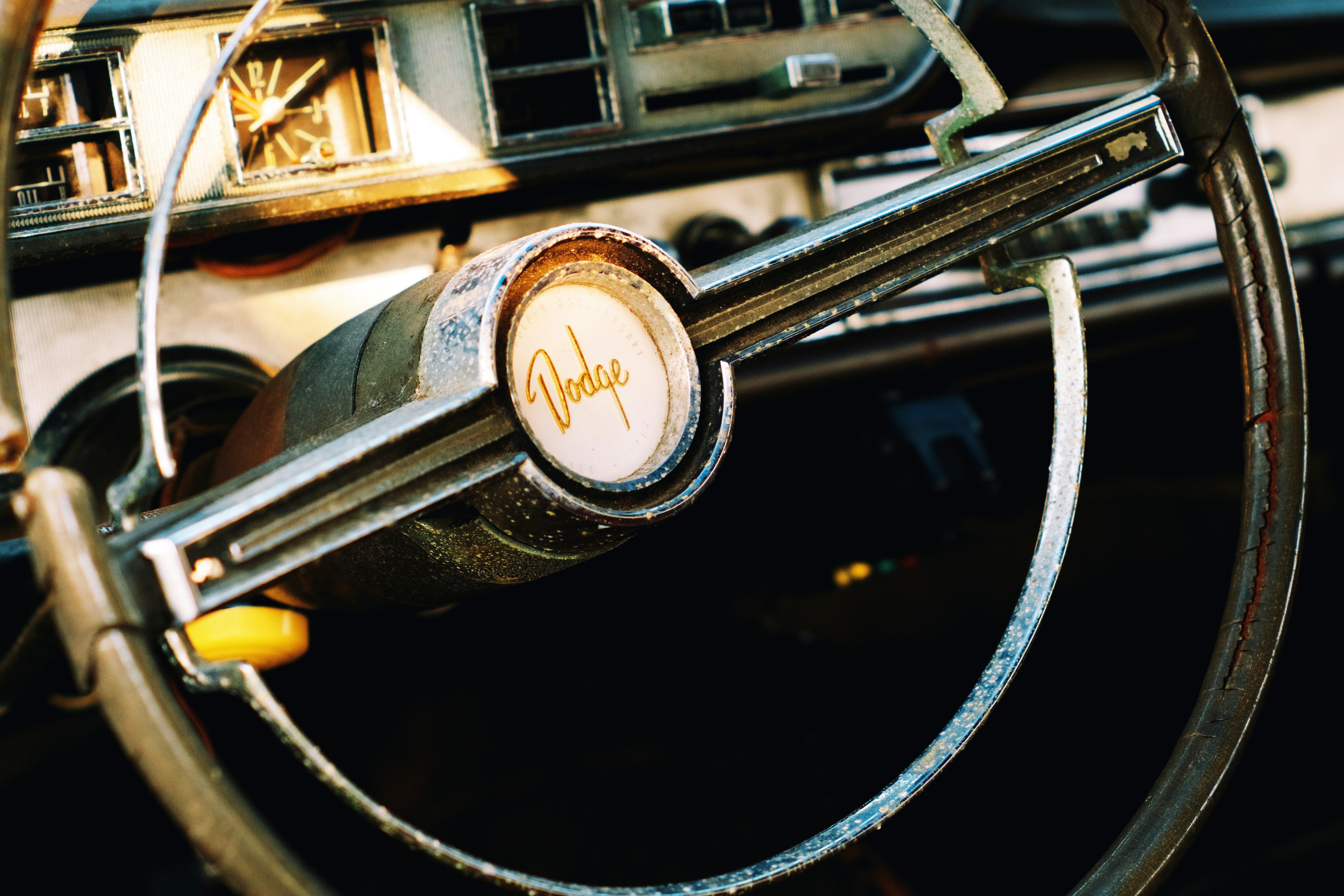 black and silver steering wheel