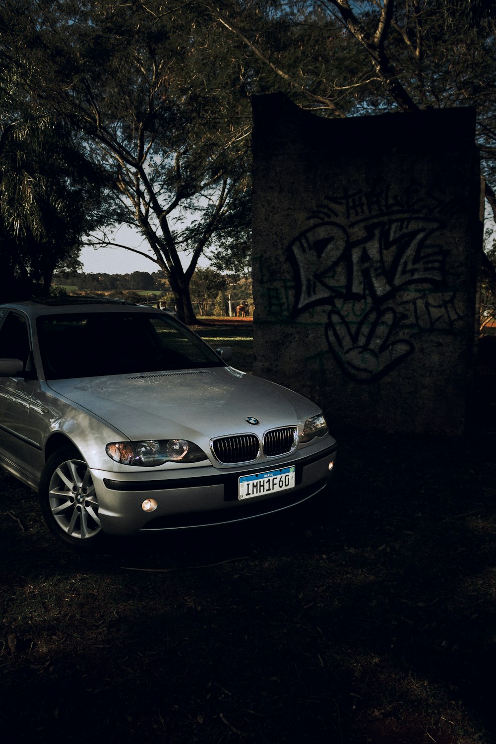 silver bmw m 3 coupe parked beside tree