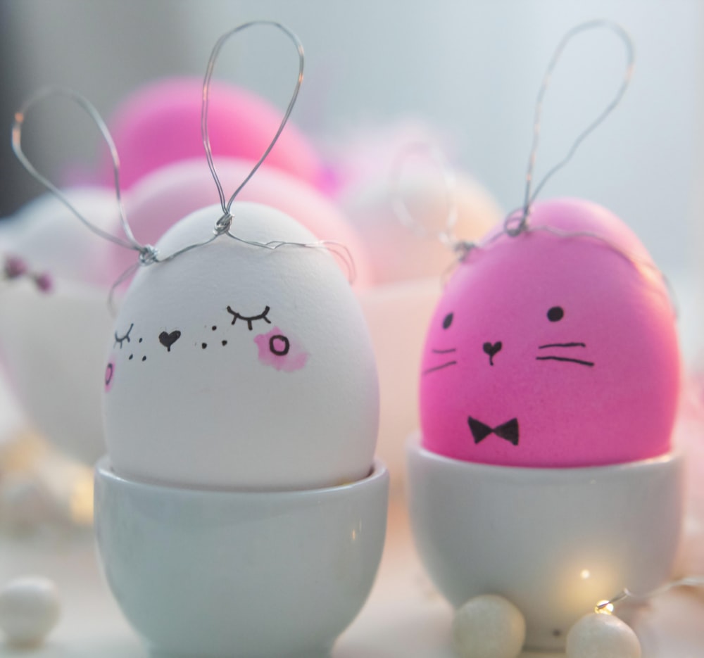 pink and white egg decors