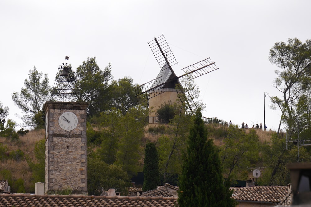 brown brick building with clock tower