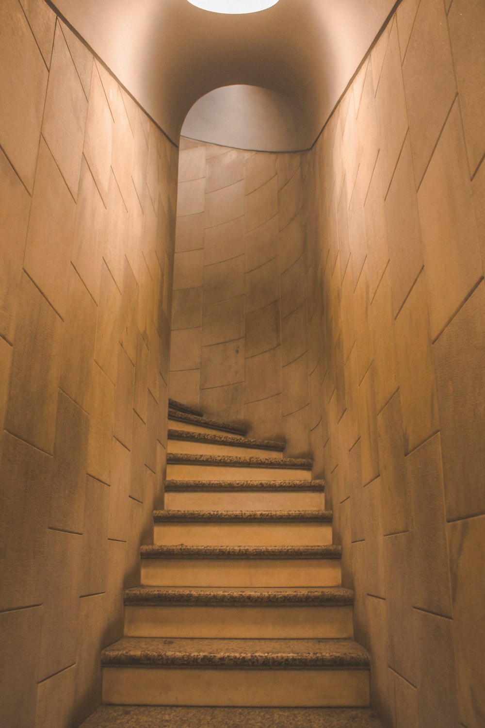 brown concrete staircase with no people