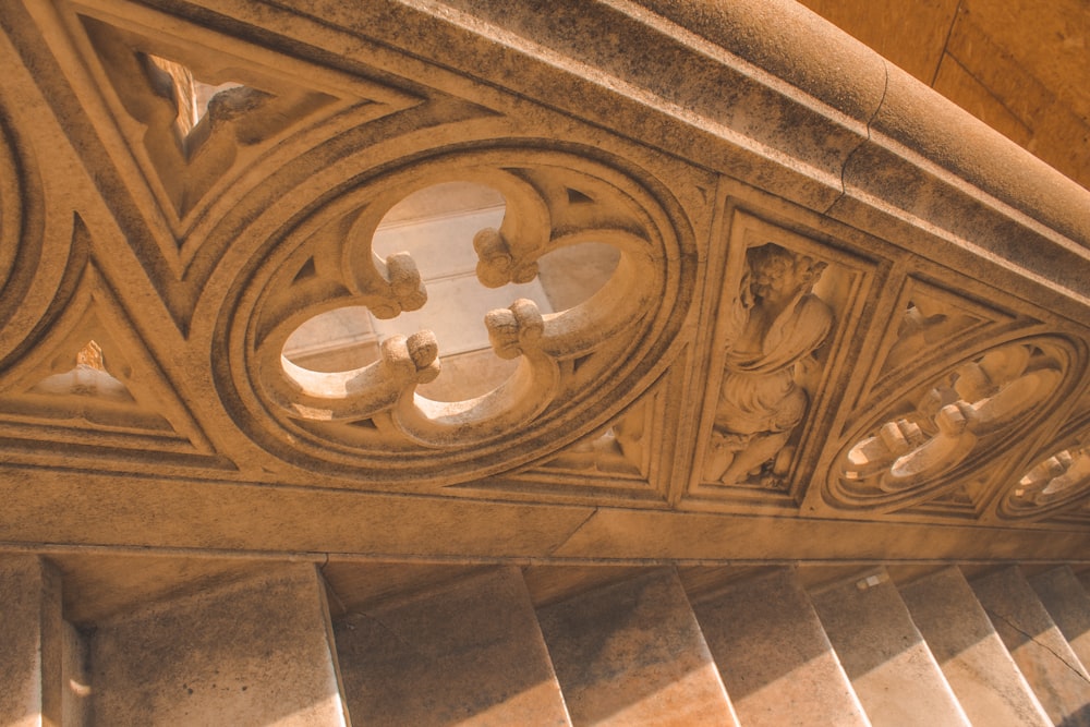 brown wooden floral embossed door