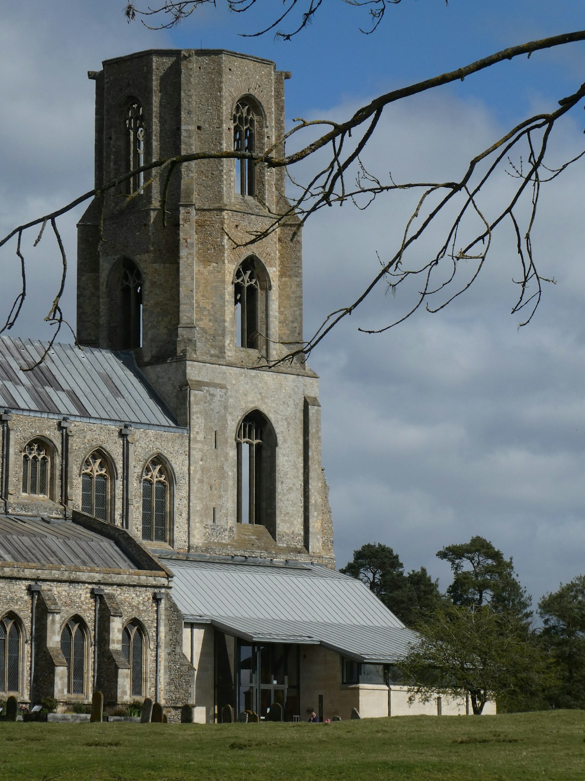 Wymondham Abbey in South Norfolk, a distinctive twin-towered medieval church