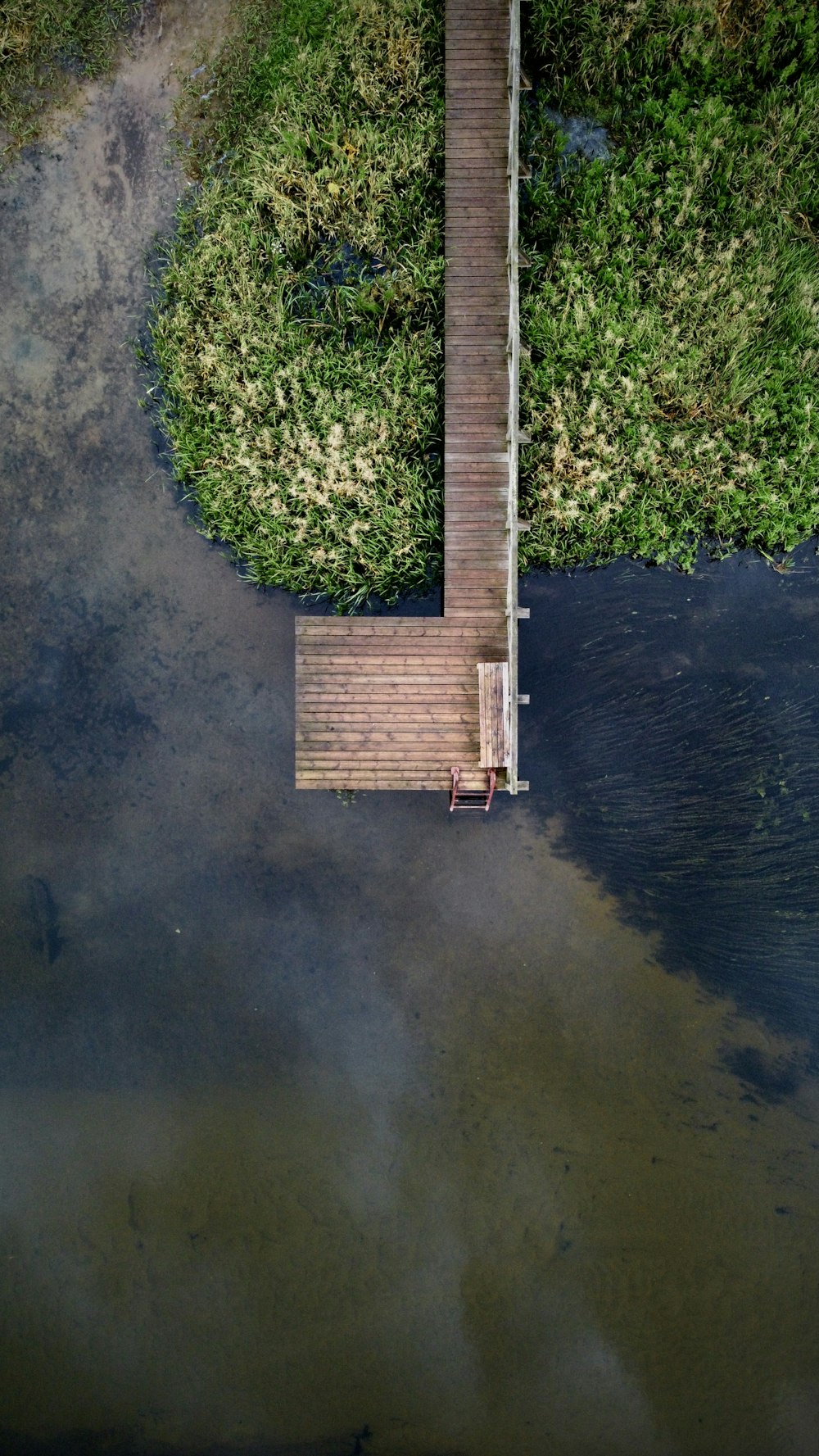 Quai en bois brun sur la rivière