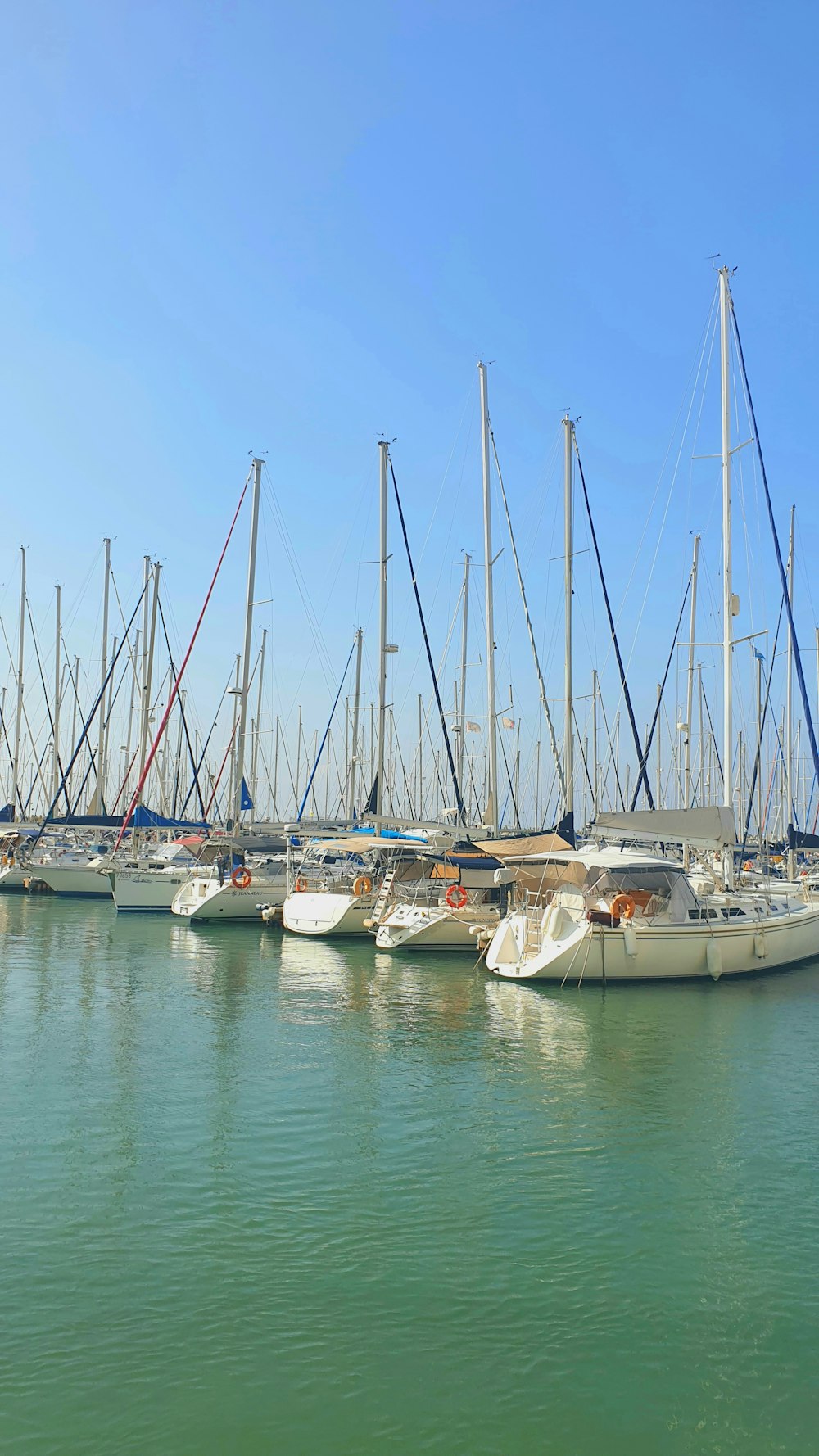 Weiße und blaue Boote auf See tagsüber