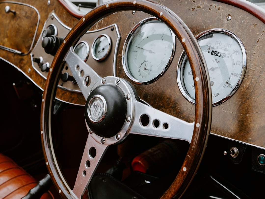 brown and silver steering wheel