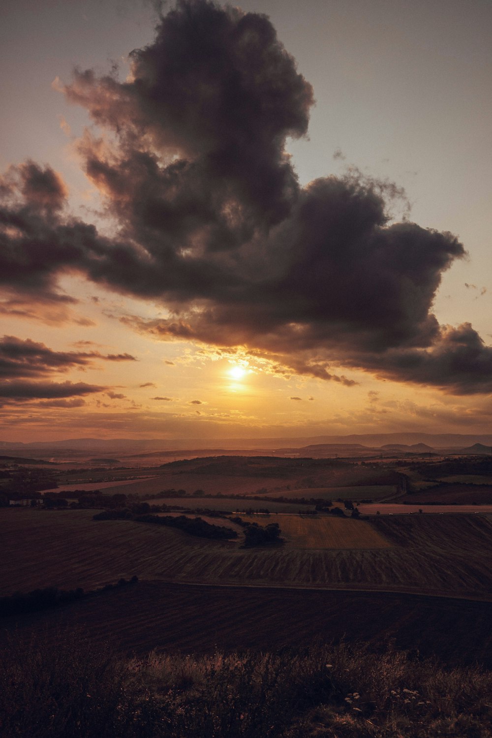 silhouette of mountains during sunset