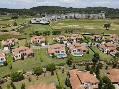 aerial view of houses and trees during daytime