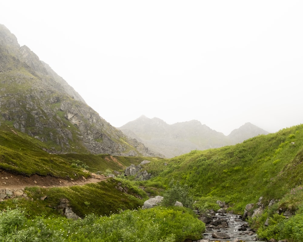 green and gray mountains under white sky during daytime