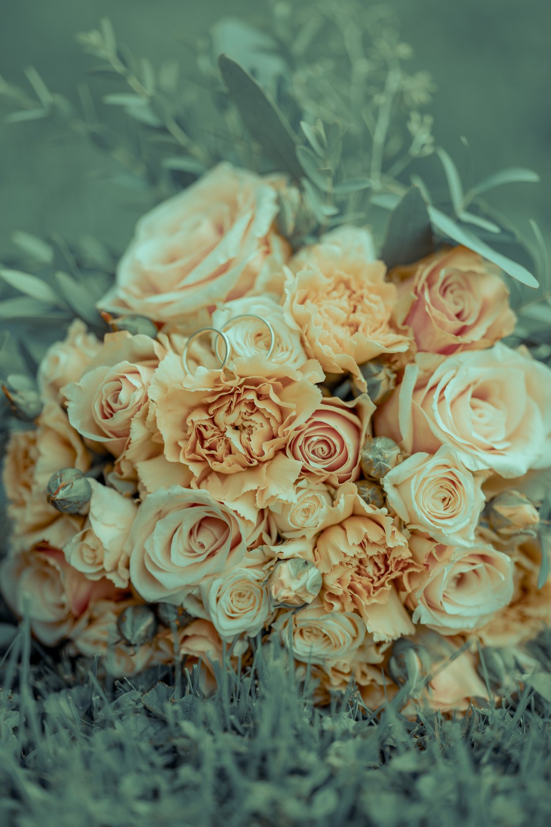 white and pink roses bouquet