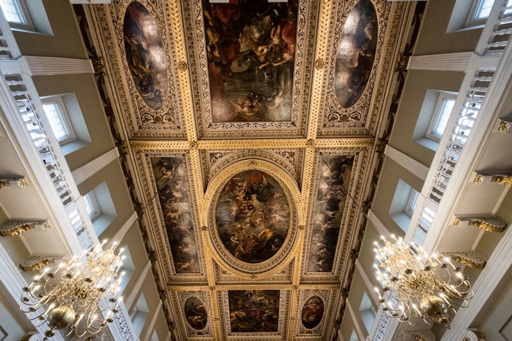 gold and white floral ceiling decor