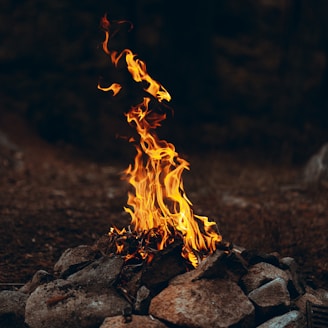 fire in the middle of rocks