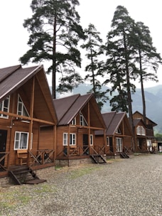 brown wooden house surrounded by green trees during daytime
