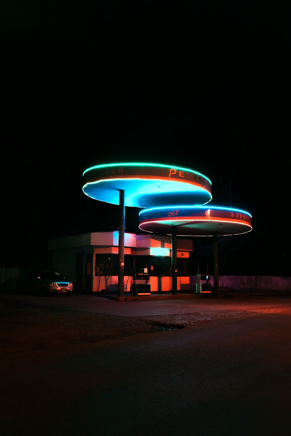 white and blue lighted building during night time