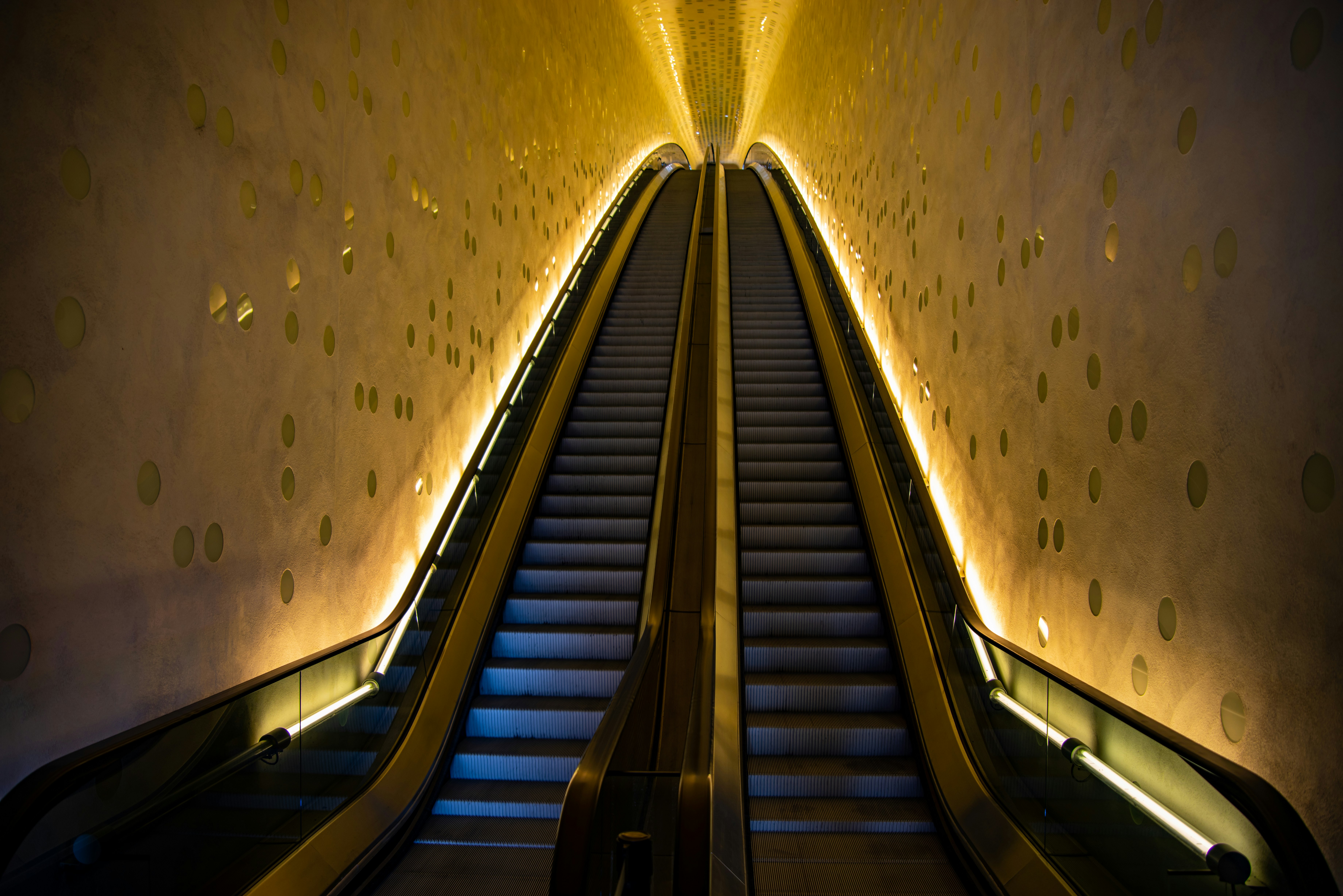 blue and white staircase with water droplets