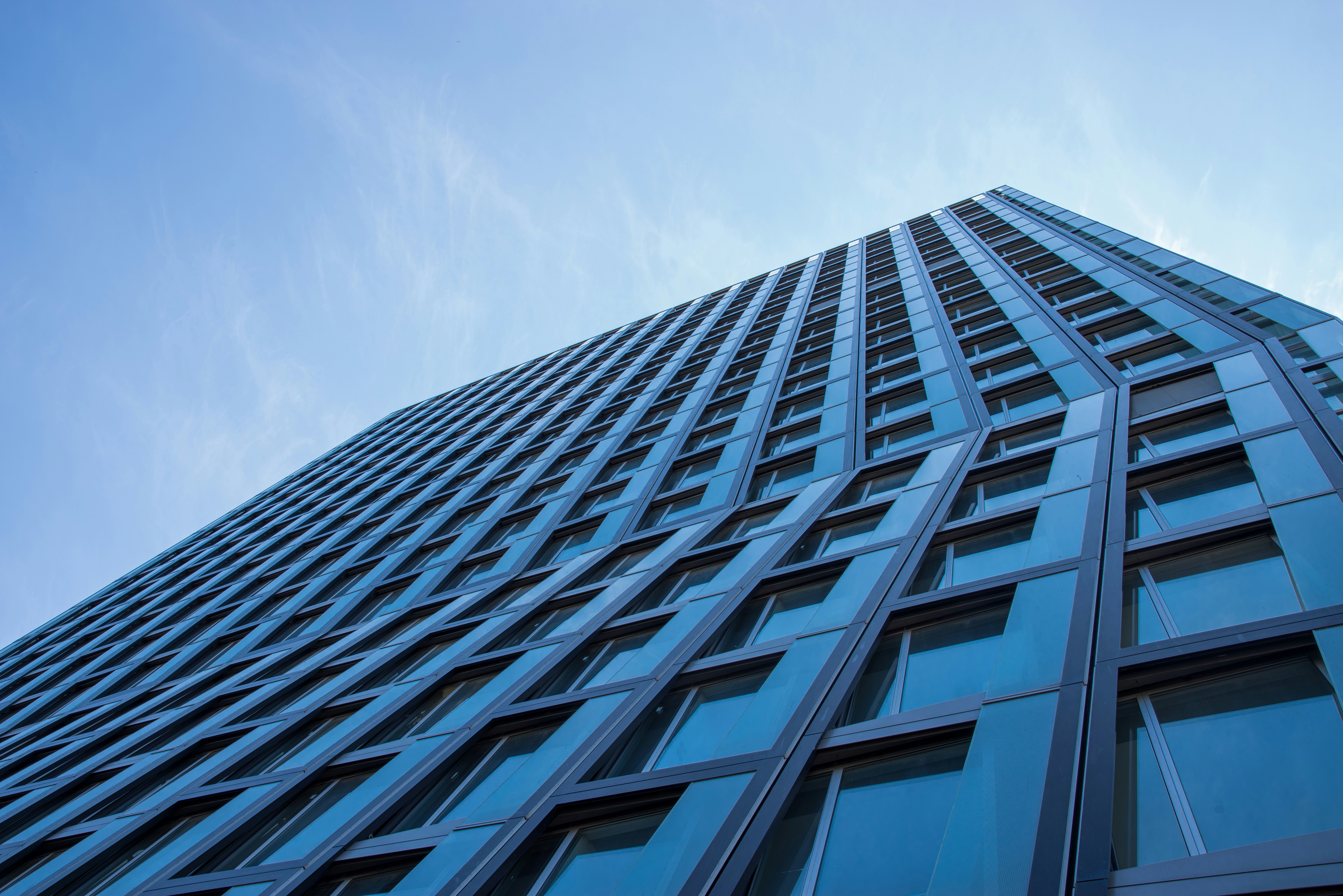 white and blue concrete building