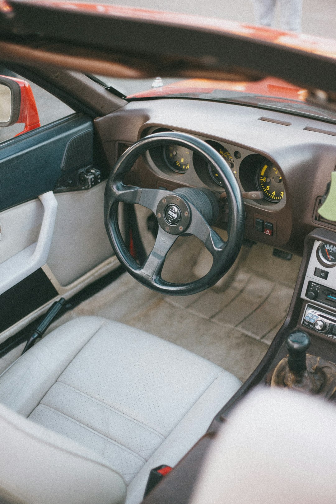 black and silver steering wheel