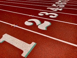 red and white track field