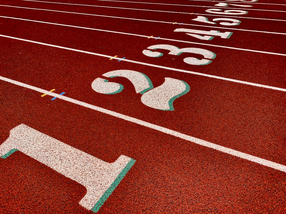 red and white track field