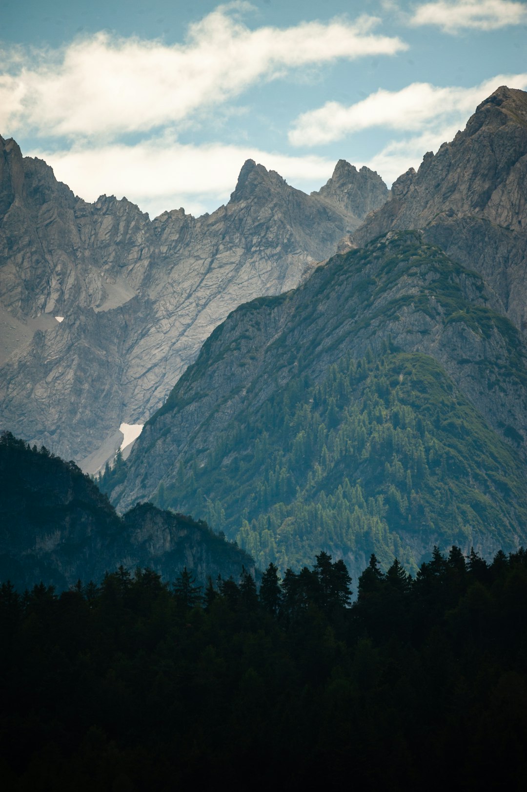 green trees on mountain under cloudy sky during daytime