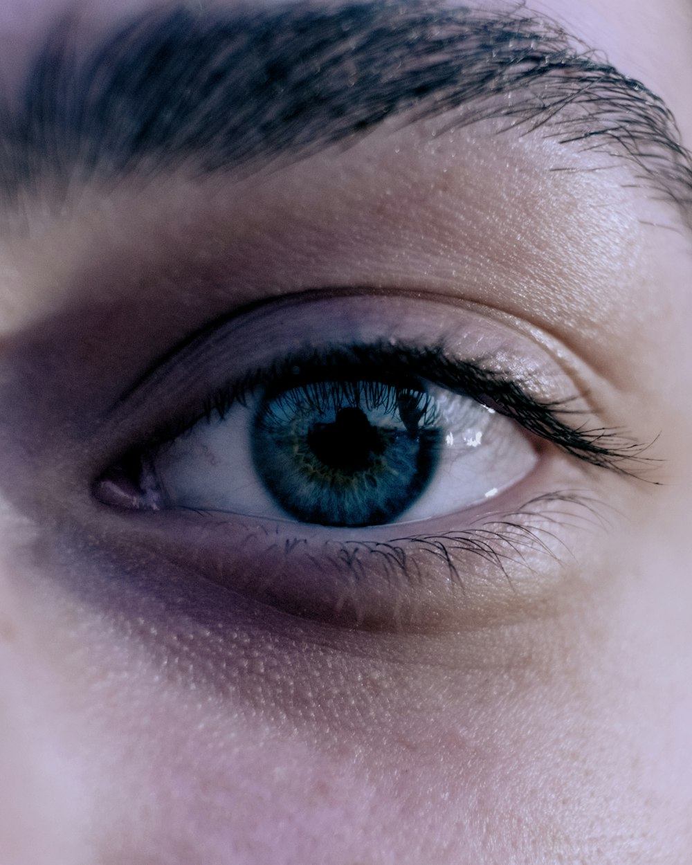 persons blue eyes and black hair