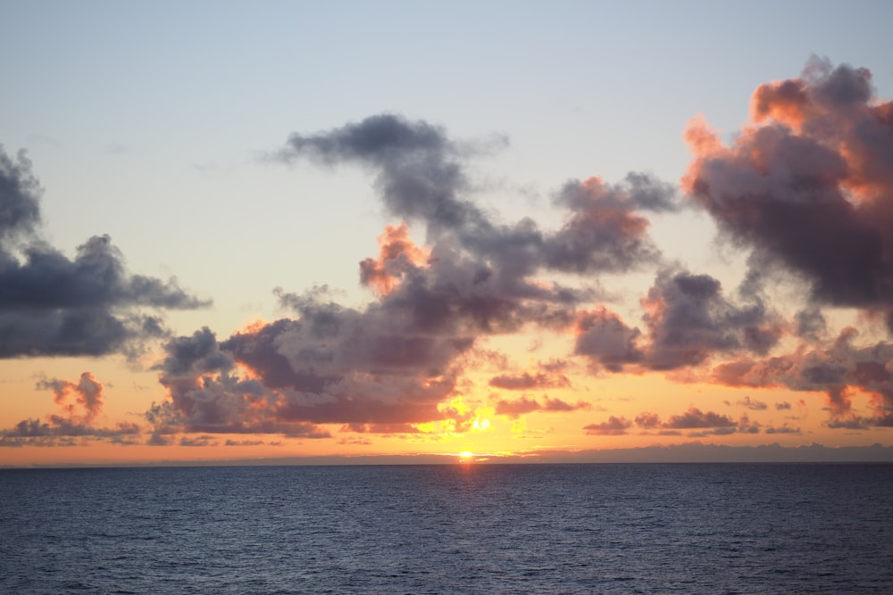 body of water under cloudy sky during sunset