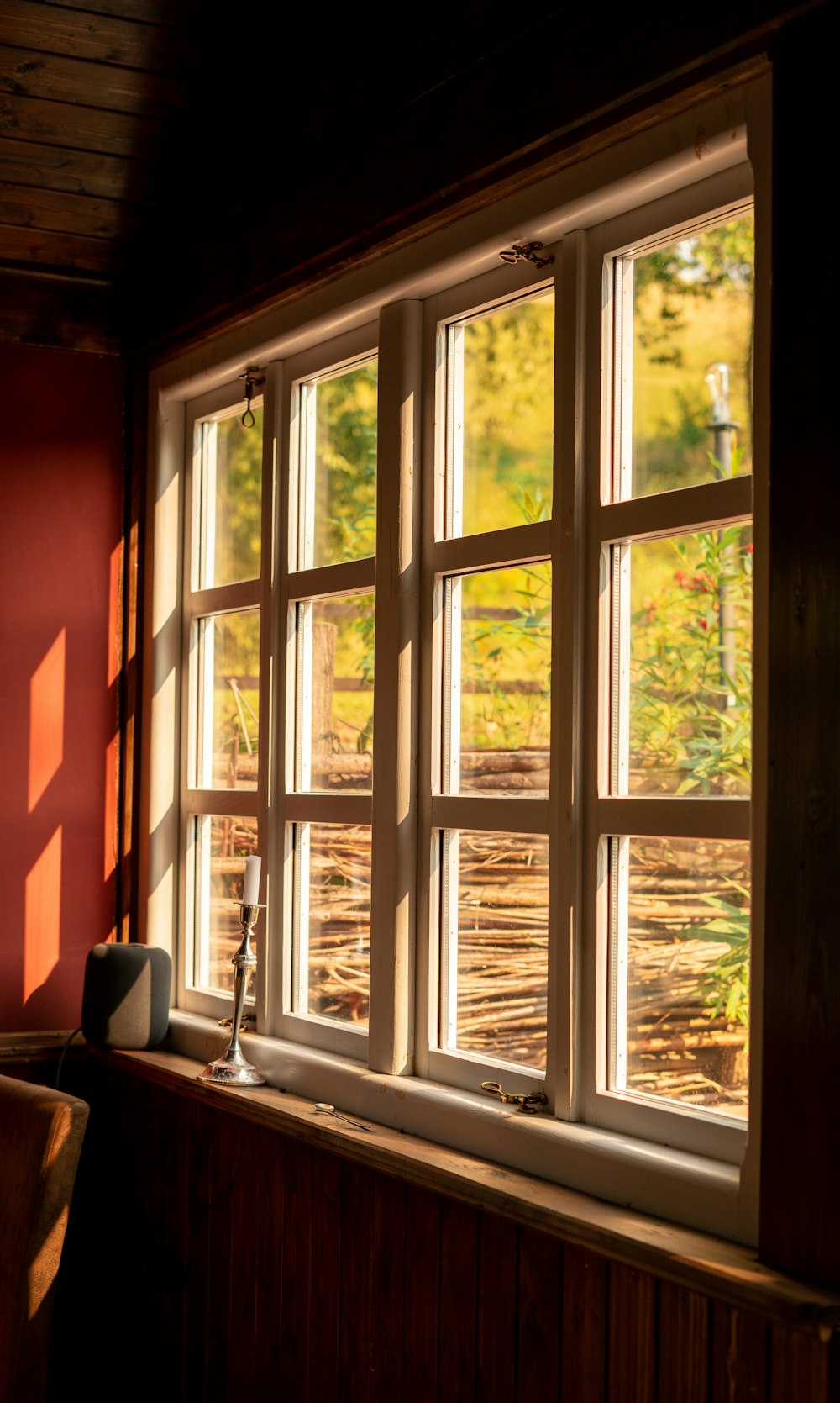 white wooden framed glass window