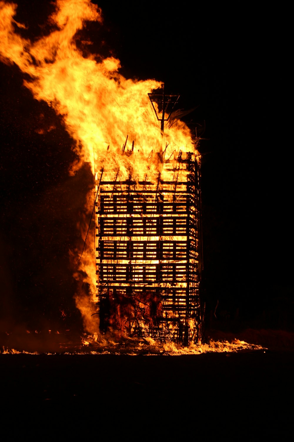 fire in front of building