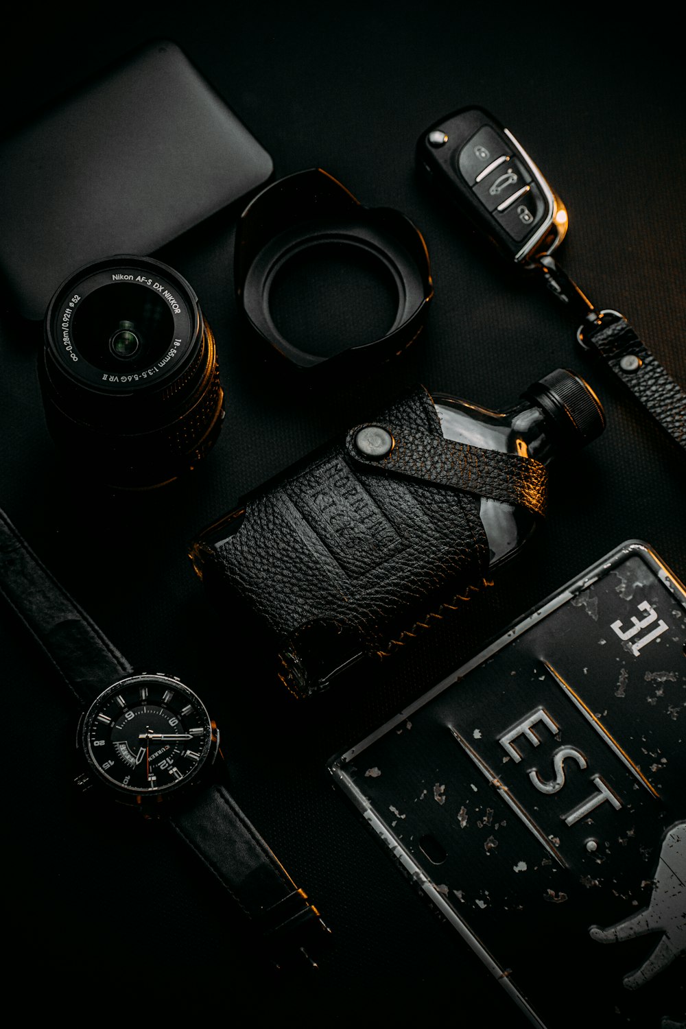 black and silver analog watch