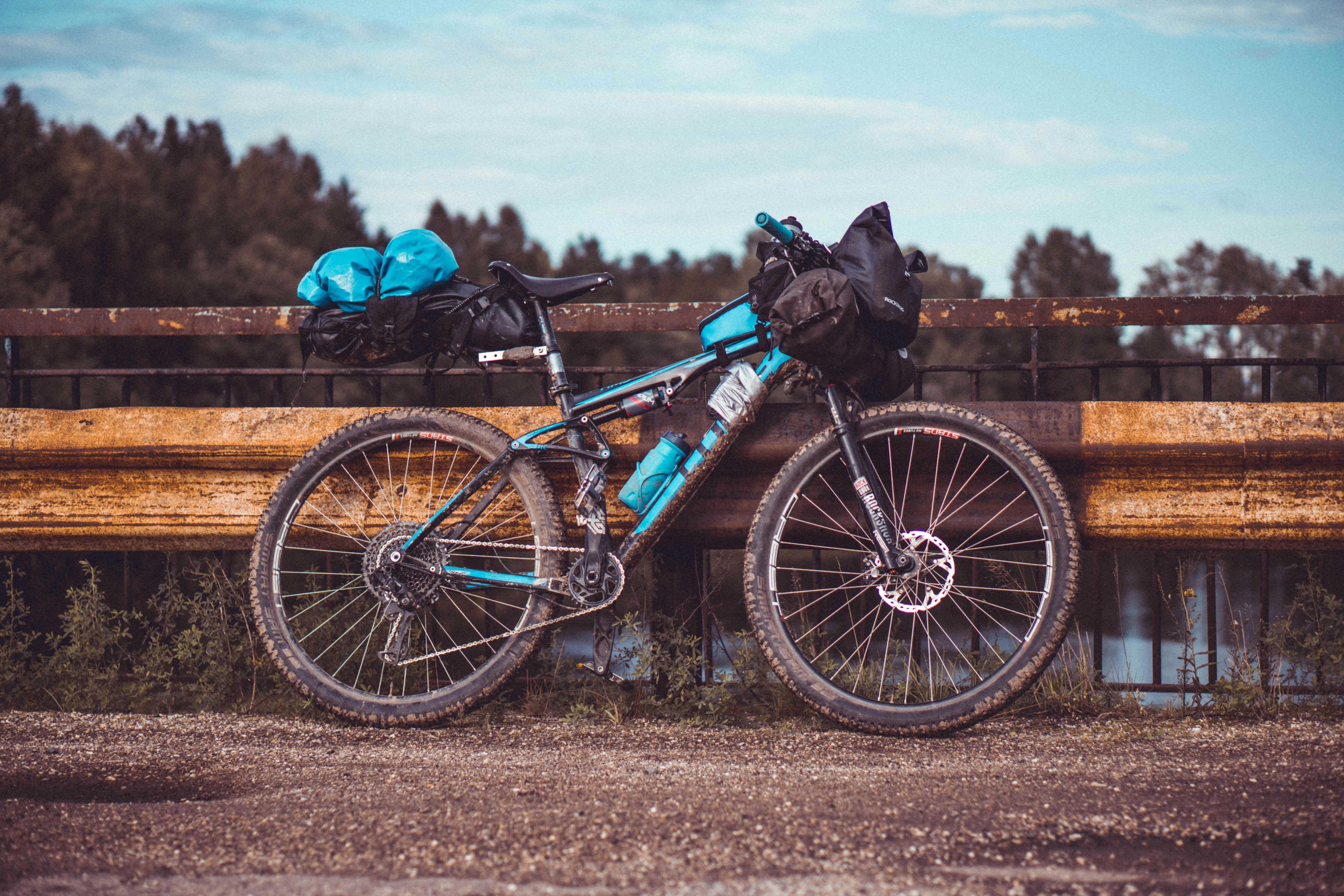 blue and black mountain bike