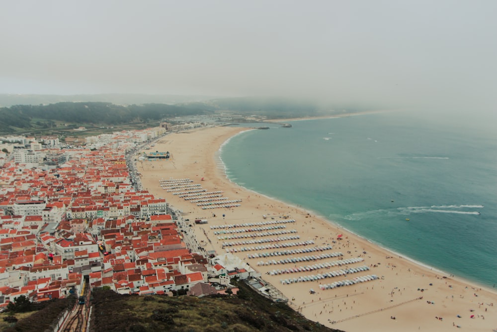 aerial view of city near body of water during daytime