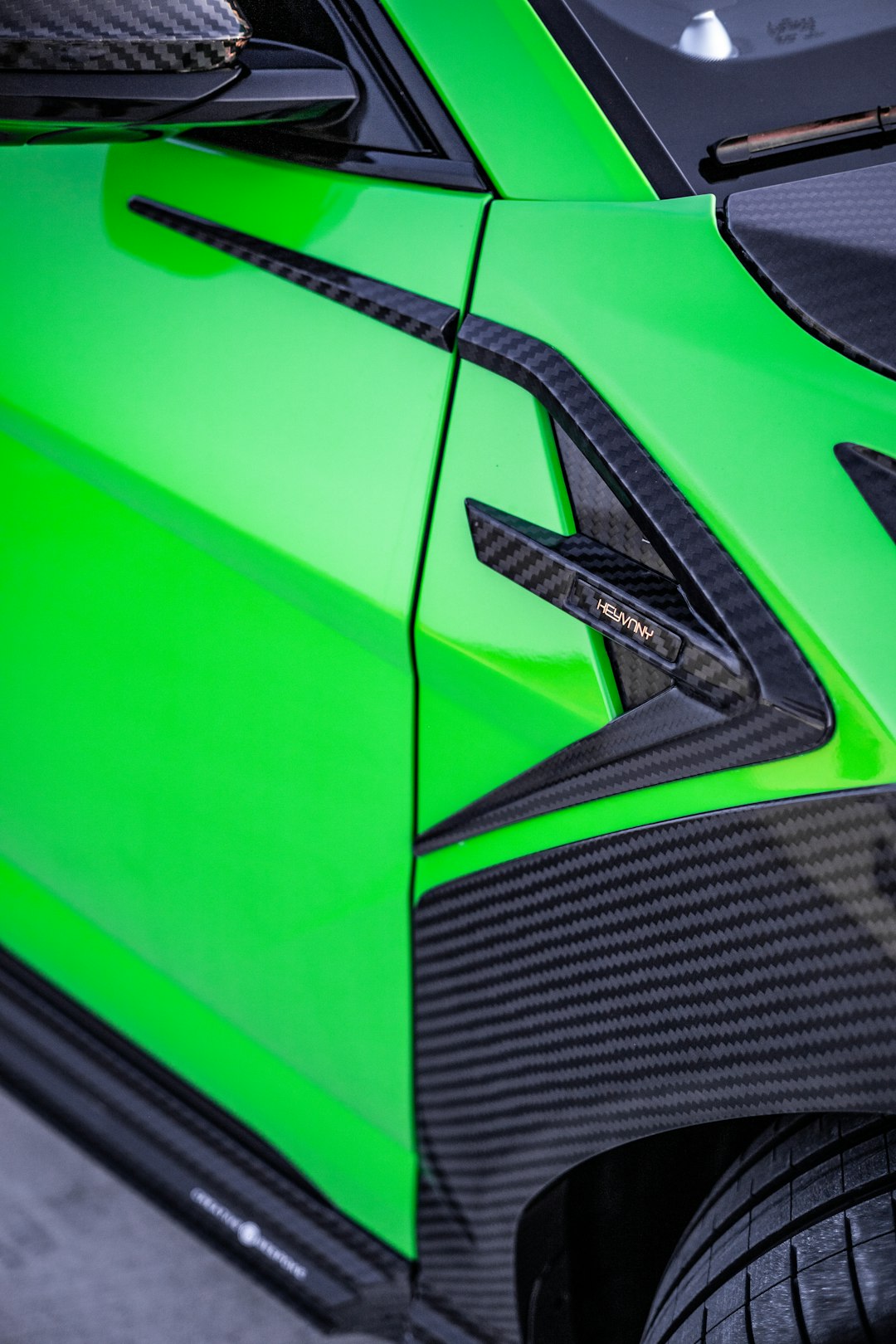 green and black car door