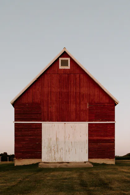 Red and white wooden lodge building