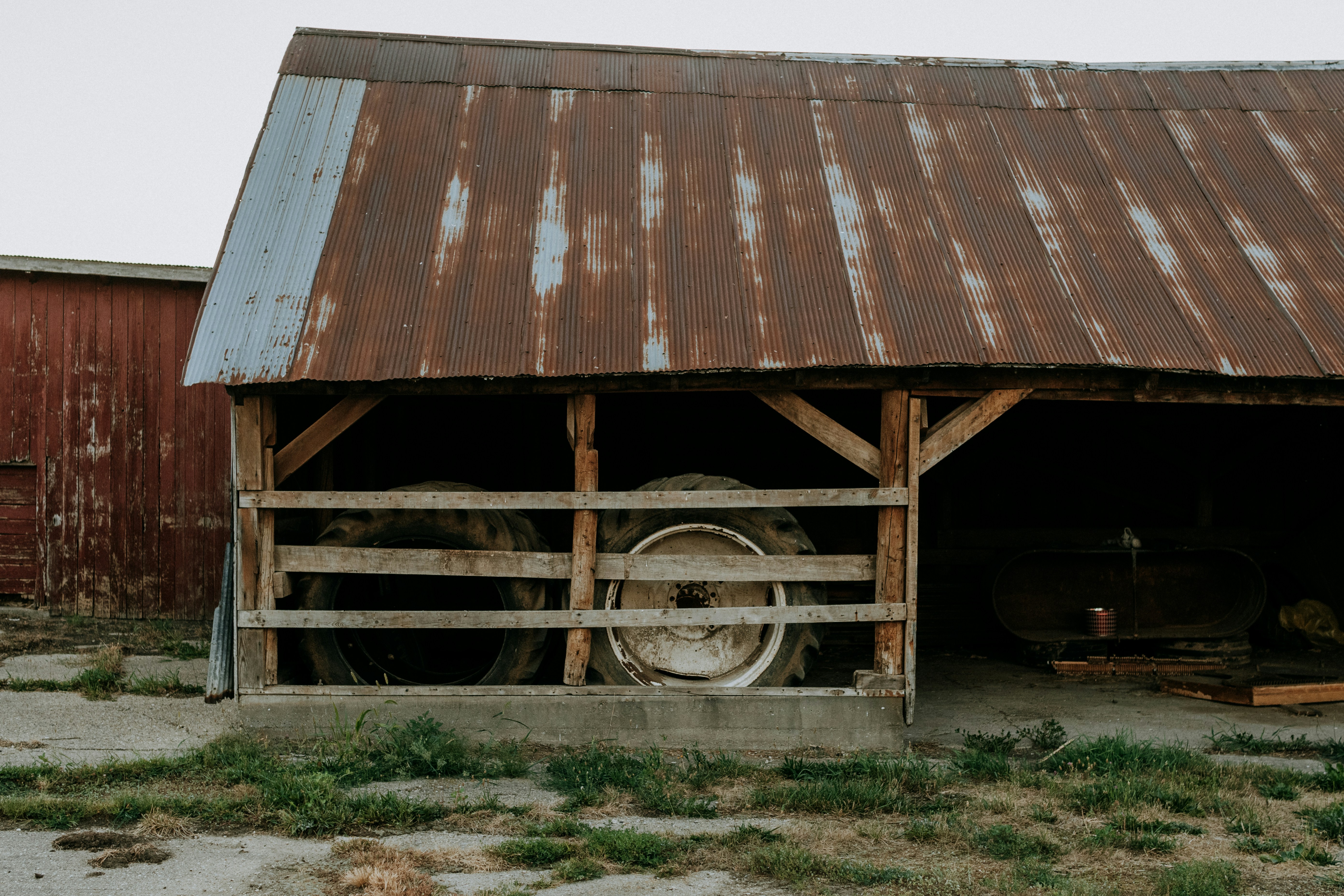 Tractor tires in gated area