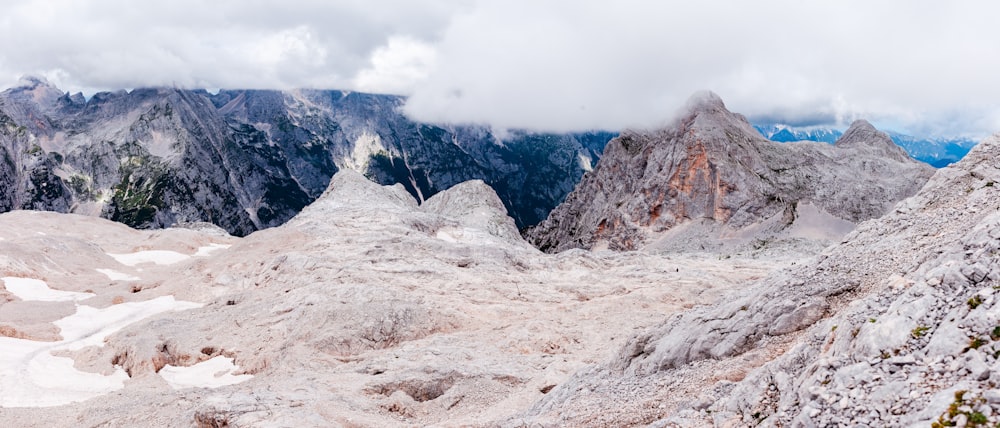 gray rocky mountain under white clouds during daytime