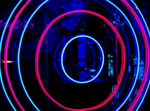 purple and blue light digital wallpaper