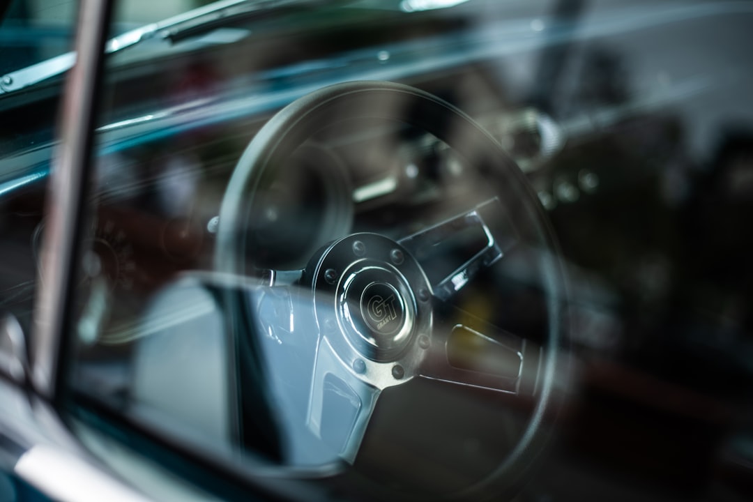 black and silver steering wheel