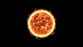 A stylized meteor with sunglasses blazing across a vibrant orange and red sky.