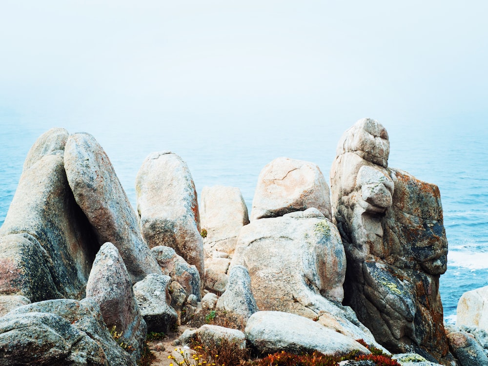 brown rock formation near body of water during daytime