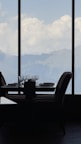 A beautifully set dining area with a view of the valley.