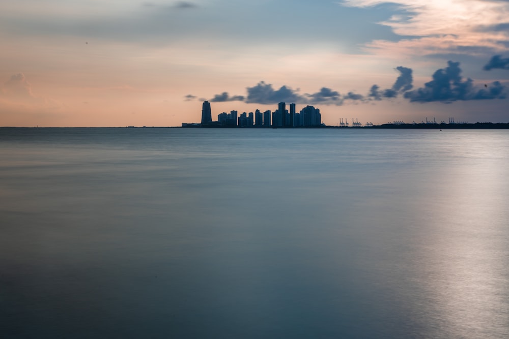 grayscale photo of city skyline