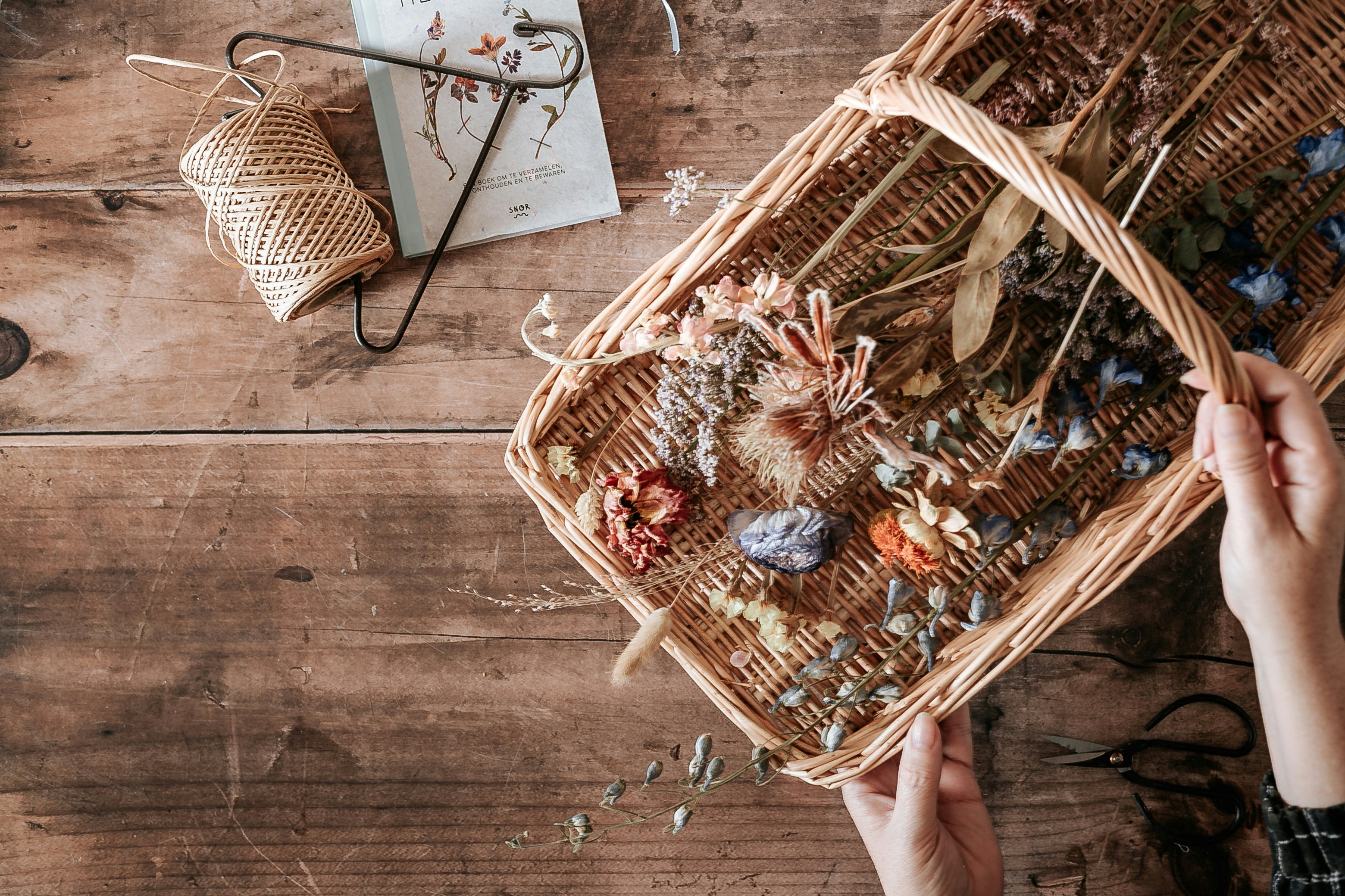 brown woven basket on brown wooden table