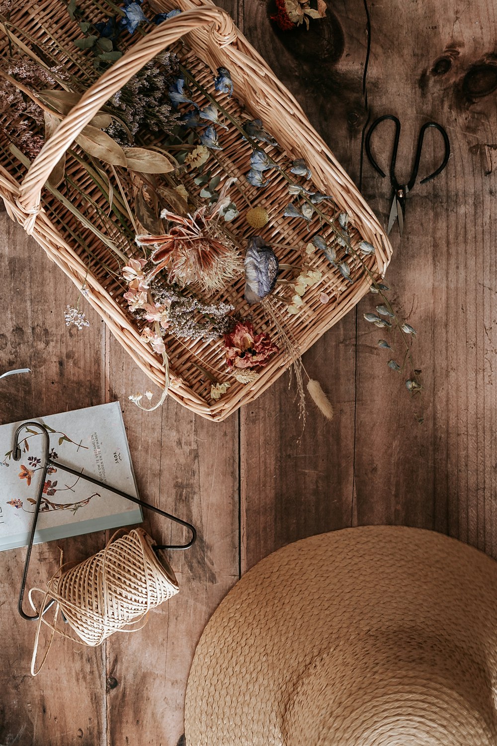 brown woven basket on brown wooden table