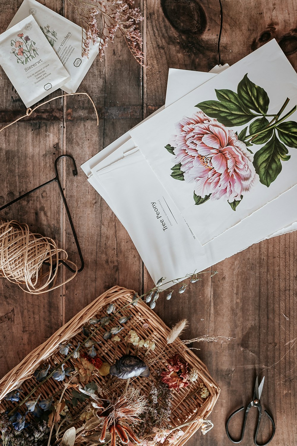 white paper on brown woven basket