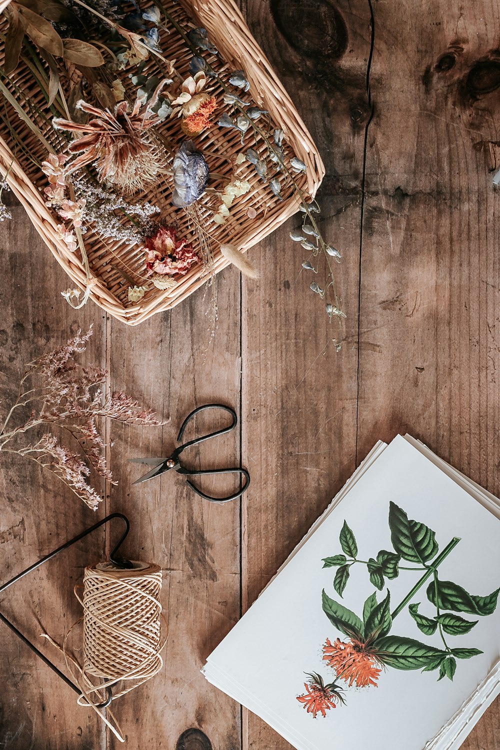 brown and green floral book on brown wooden table