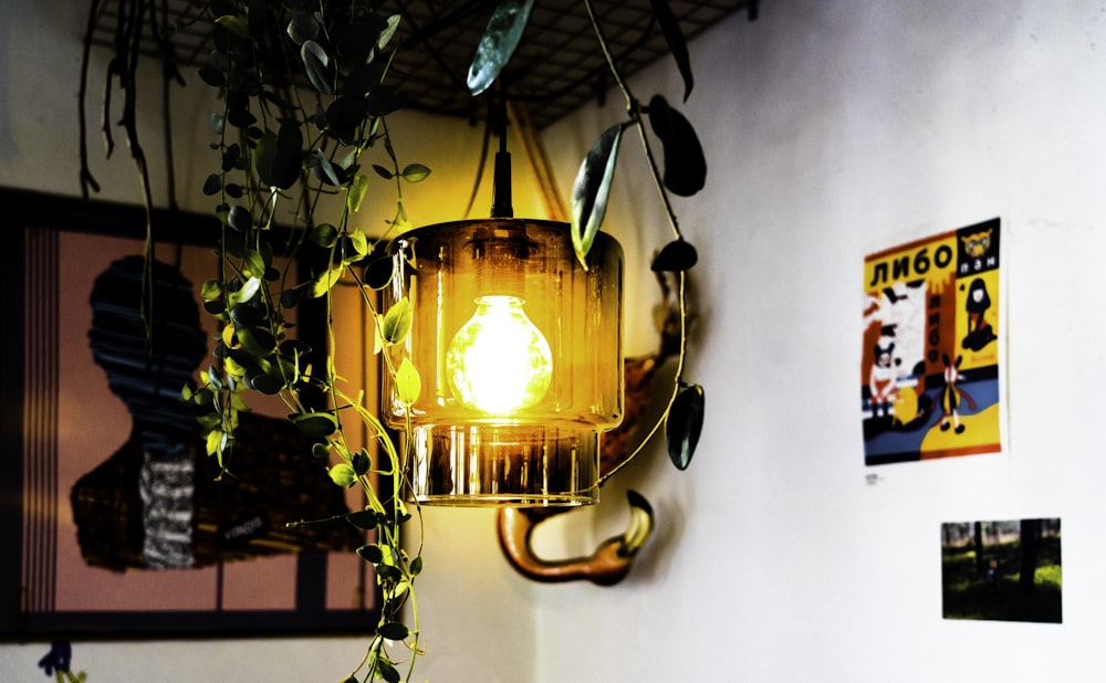 yellow and black pendant lamp